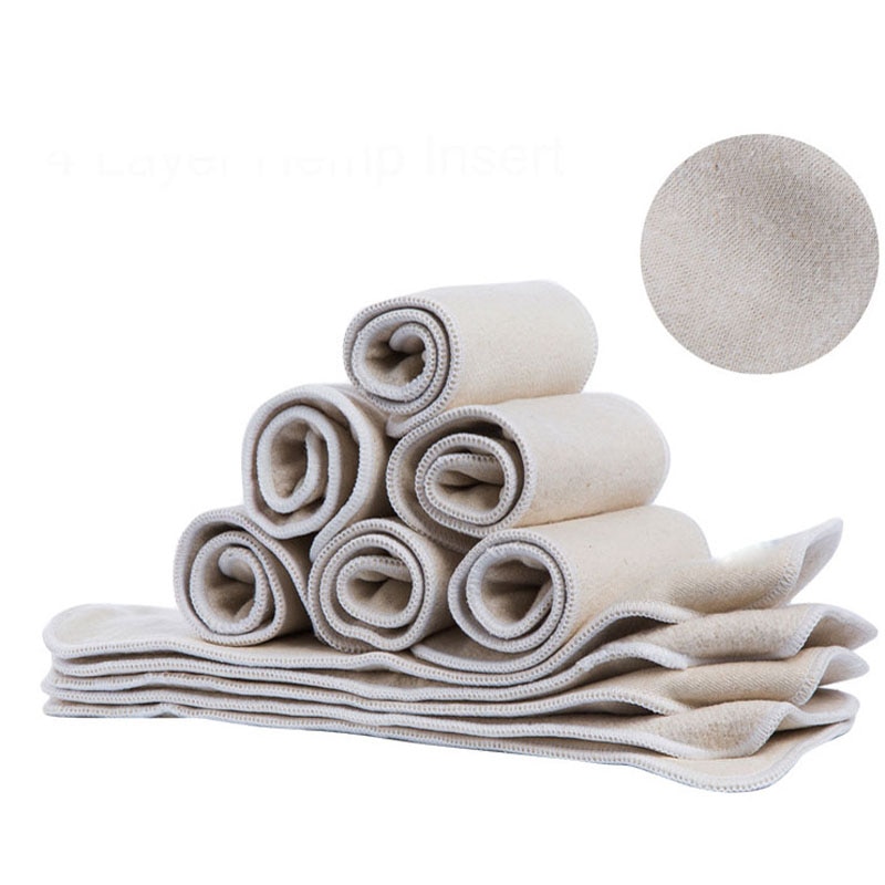 4 lager hampa bomullsblöjinlägg passar babyficka tyg blöjblöja blöjfoder superabsorberande blöjinlägg för babyblöjor