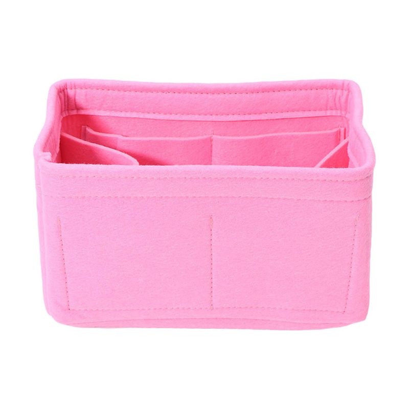 Nowe wielofunkcyjne kobiety filc wkładka torba makijaż torby kosmetyczne podróż wewnętrzna torebka przenośna torebka do przechowywania organizator Tote S/M/L: Różowy / L