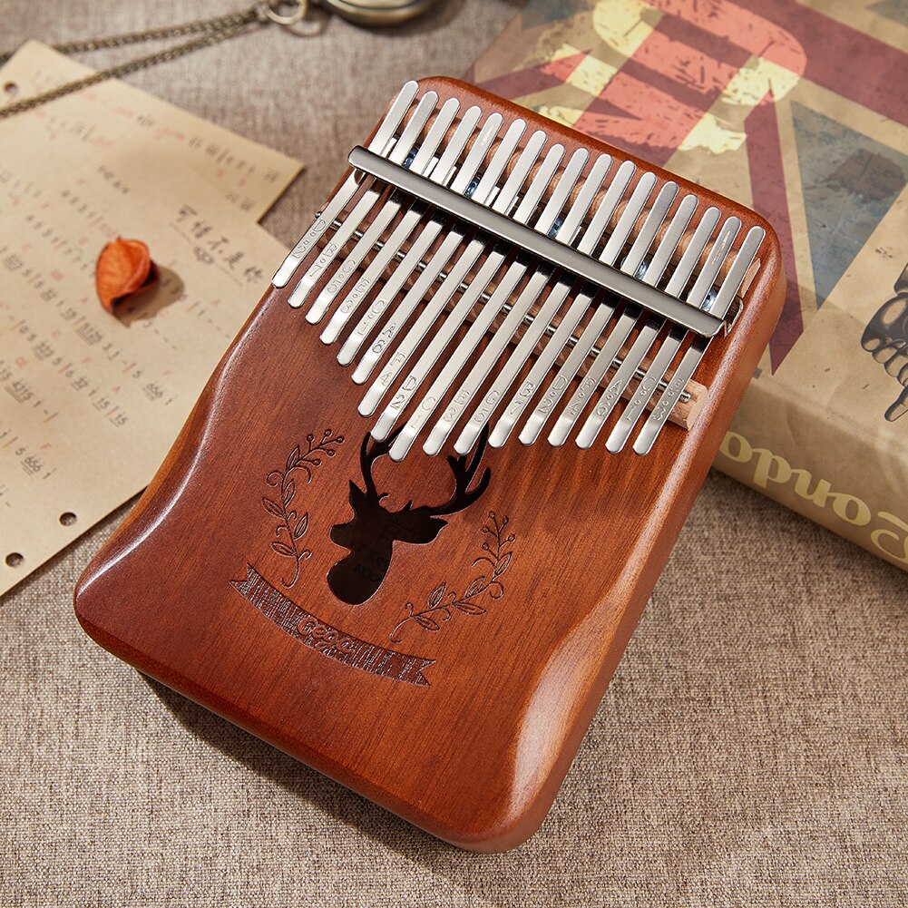 Kalimba de madera de caoba de 17 teclas, instrumento Musical de percusión de Piano con dedo pulgar, instrumento Musical agradable, suministro de instrumentos