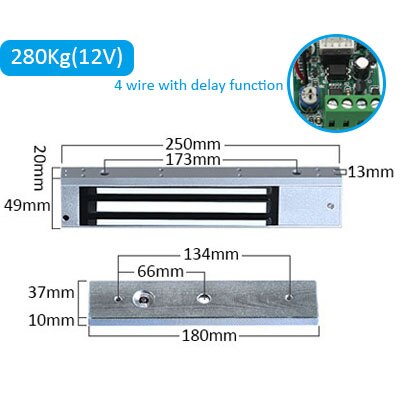 Cerradura magnética eléctrica para puerta de Control de acceso, cerrojo electromagnético de 280KG, 500 libras, 350KG, 800 libras, CC de 12V/24V: 280Kg-12V-delay