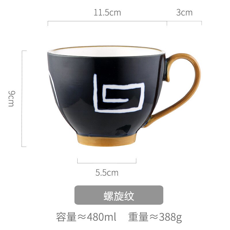 Tazas grandes de cerveza y agua de 480ml, taza de café de cerámica creativa, tazas de té y jugo, taza de leche para desayuno, al por mayor: 480ml-C