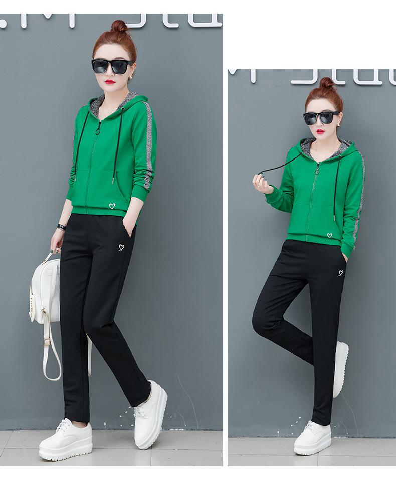 Casual Tracksuits Women Set Sportswear Clothing Women Set Loose Ensemble Femme 2 Piece Sets Womens Outfits: Green / XXXL