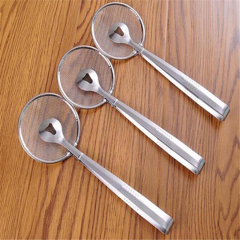 HOMETREE 1 sztuk żywności durszlak ze stali nierdzewnej kuchnia filtr siatka łyżka smażjeden jedzenie sitko oleju klip narzędzia kuchenne klip robić żywności H426