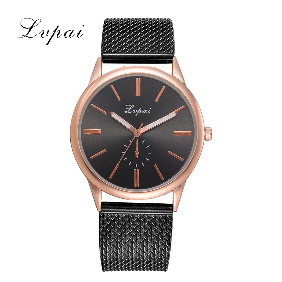 Lvpai Brand Ladies Wrist Watch Luxury Silver Silicone Strap Dress Quartz Clock Simple Silver Bracelet Watches: Black Rose