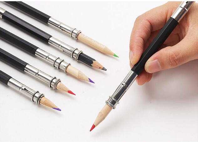 Double head metal pencil extender stainless steel pencil extender pencil receiver pencil case student pencil case