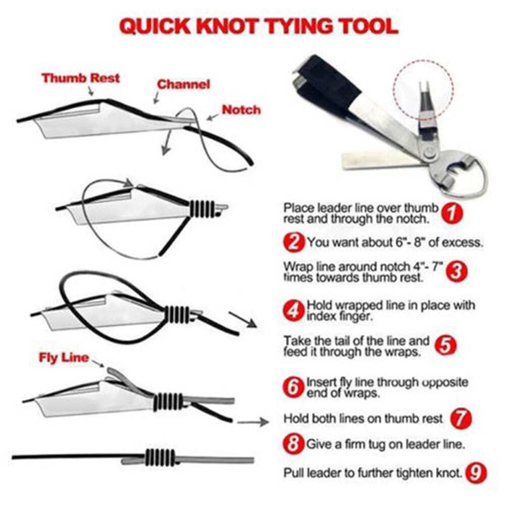 FLYSAND 4 en 1 attache rapide noueur à ongles ligne coupe tondeuse pince crochet aiguiseur matériel de pêche outils de noeud rapide