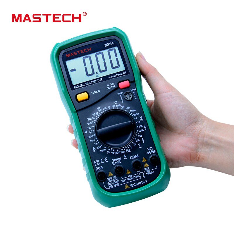 Mastech  my64 digital multimeter ac/dc dmm frekvens kapacitans temperaturmåler tester m/ hfe test amperemeter multimetro