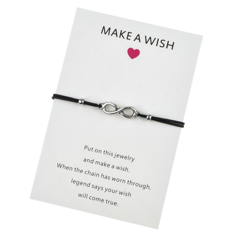 Een wens Papieren Kaart Handgemaakte Gevlochten Touw Ketting Armband Schildpad Boom van Het Leven Charms Armband voor Vrouwen Mode-sieraden: Infinity Love