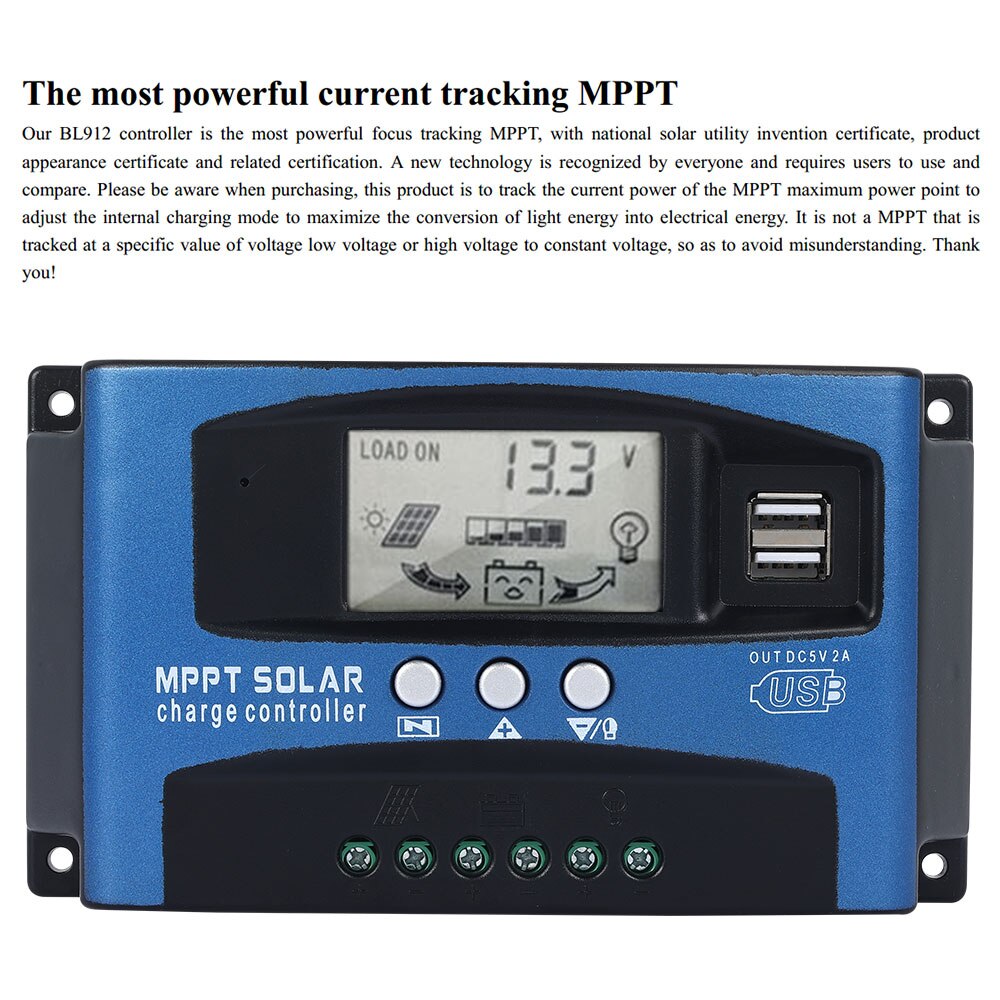 MPPT Solar Charging Regulator Energy Charge Controller MPPT Focus Tracking Autofocus DC12V/24V 30A-100A
