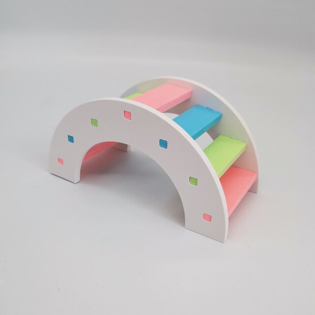 Hamster Rainbow Bridge Colorful Ladder Pet Activity Toys Climbing Playing Toy Ladder Mouse Chinchilla Mini Wooden Bridge: colorful