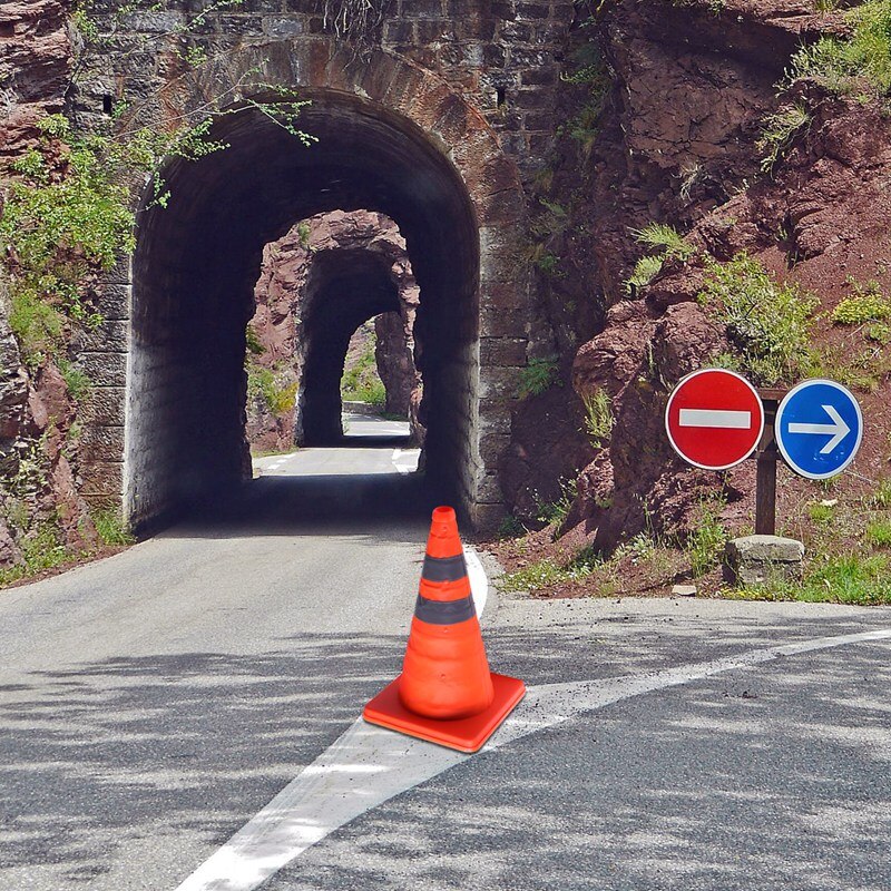 AMS-Reflective Cone 40Cm Warning Reflective Cone Traffic Movement Retractable Collapsible Convenient Storage