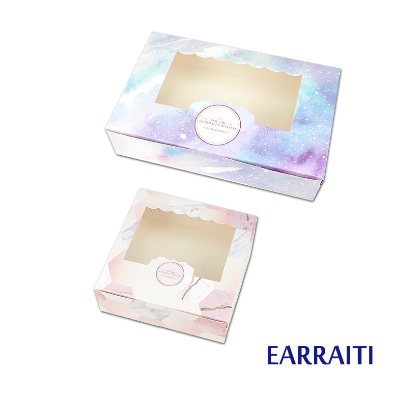 12pçs caixa de presente de papel com janela, lembranças de festa de casamento, galáxia, embalagem de bolo de presente para doces, biscoitos, cupcake estrela estrela