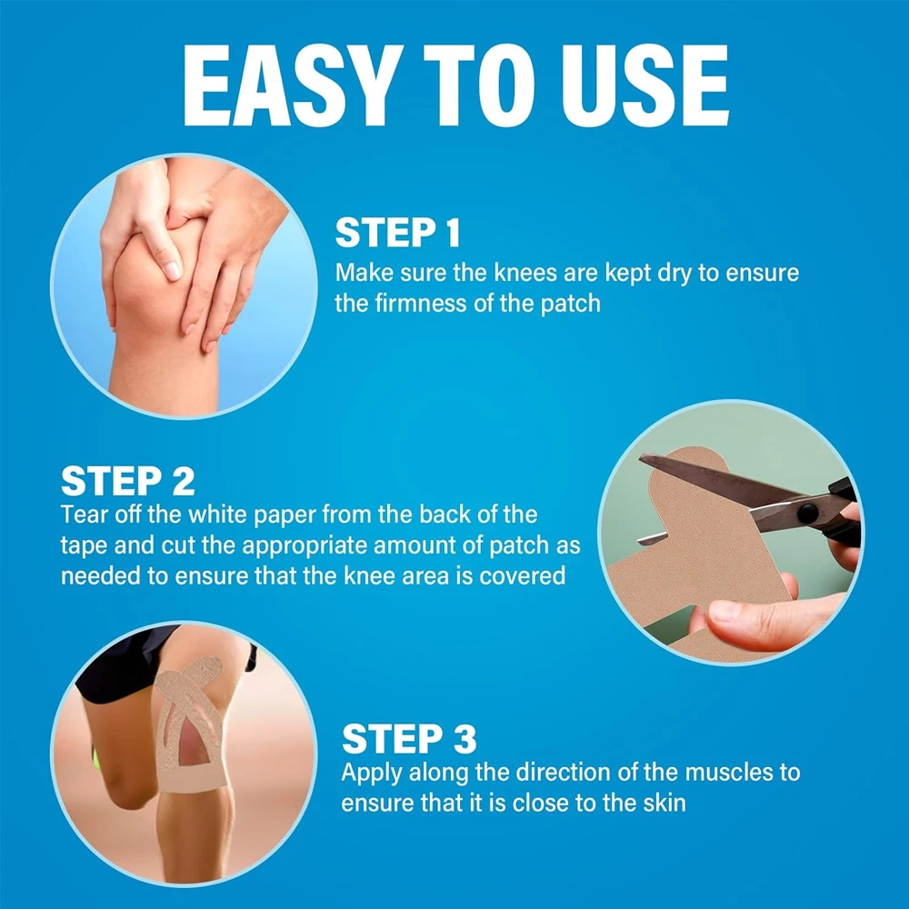 10PCS Kinesiology Tapes Knee Tape Precut Strips Waterproof Sport Tape Elastic Latex-Free Athletic Tape Kinesiology Tapes for Gym