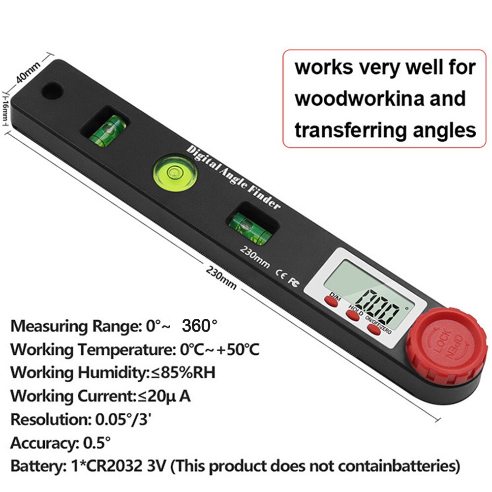 Digital Protractor Angle Ruler Finder Inclinometer Woodworking Electronic Goniometer Protractor Level Ruler Angle Scale Detector