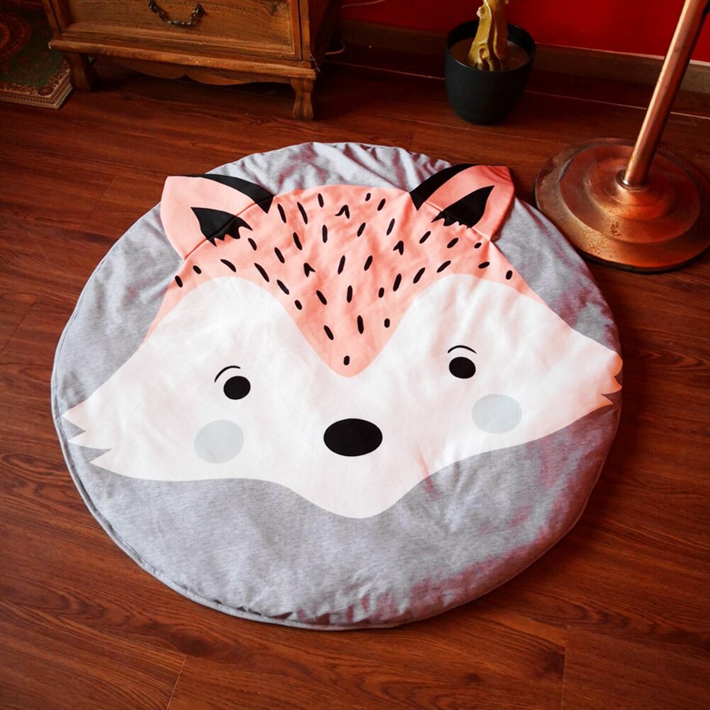 85cm Fox Print Baby Toddler Soft Cotton Crawling Play Mat Blanket Portable Floor Carpet Rugs Mat for Kids Room Nursery Decor