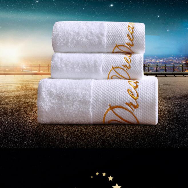 Juego de 3 uds de toallas de baño de algodón de lujo, juego de toallas de playa bordadas en color blanco, Toallas Hotel