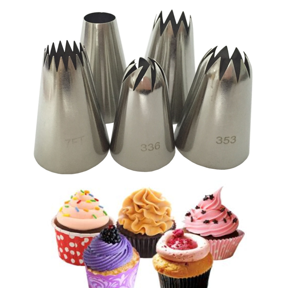 5 stks/set Grote Russische Icing Piping Pastry Nozzle Tips Bakken Tools Gebak Decoratie Set Rvs Nozzles Cupcake