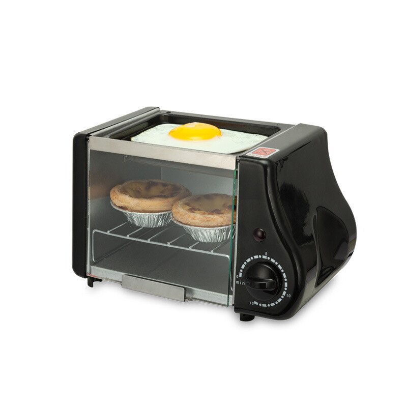 Multifunction mini electric Baking Bakery roast Oven grill fried eggs Omelette frying pan breakfast machine bread maker Toaster: black