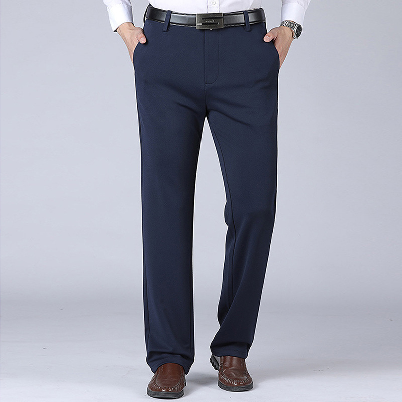 Pantalones de negocios para hombre talla grande 52 pantalones de traje rectos con cintura elástica pantalones largos de trabajo formales pantalones casuales sueltos de talla grande