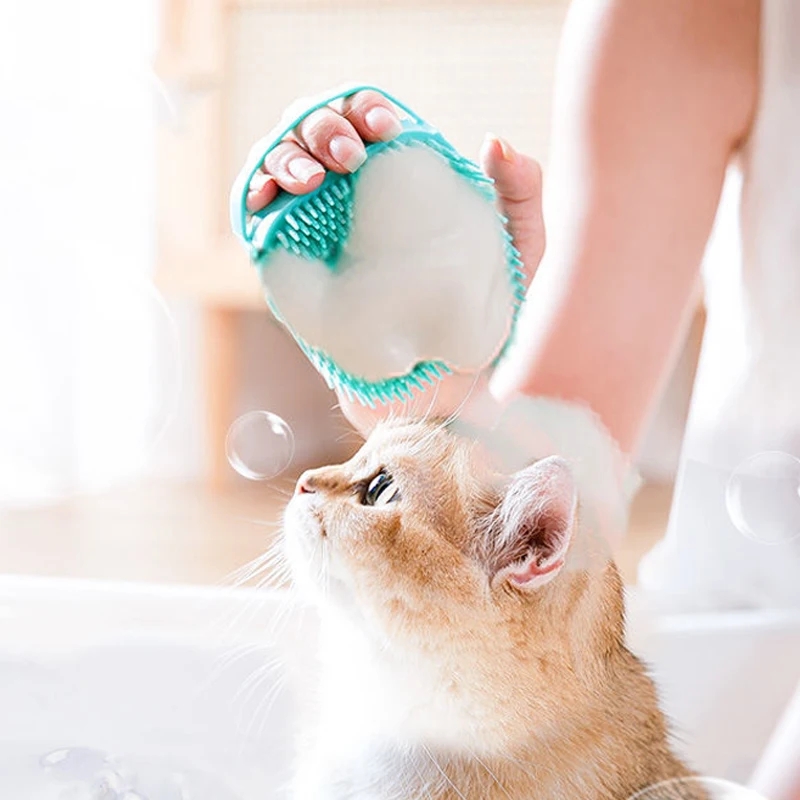 Cepillo de baño para mascotas, masajeador de silicona suave, Gel de ducha, cepillo de baño, herramientas de limpieza, peine, suministros de limpieza para perros y gatos
