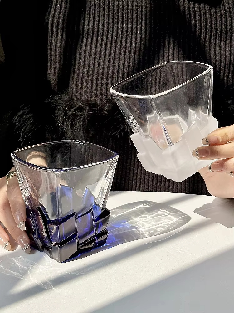 Space Gold Ice Cube Cup Artistic Sense Wine Glass Light Luxury Glass High-end Water Cup Whiskey Cup Juice Drink Cup