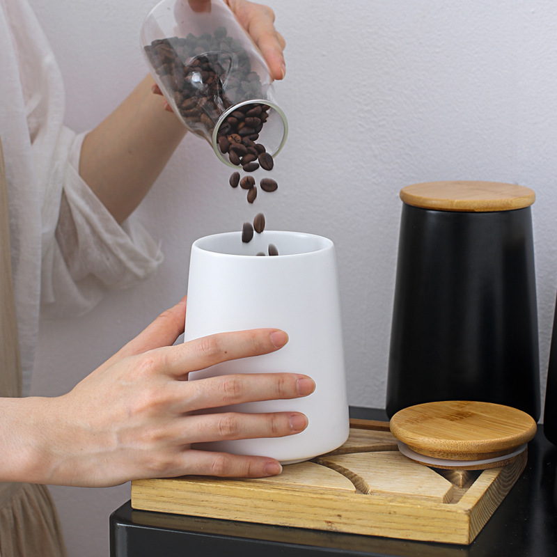 Recipiente de cozinha recipiente de armazenamento de alimentos tanque de armazenamento de alimentos preto e branco conjunto de garrafas de chá cerâmica frasco hermético