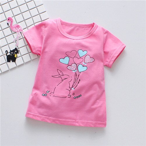 Fanfiluca Korte Mouwen Meisjes t-shirts Katoen Baby Meisje Kleding Kids Doeken Blouse Zomer Stijl T-shirt: Rood / 24M