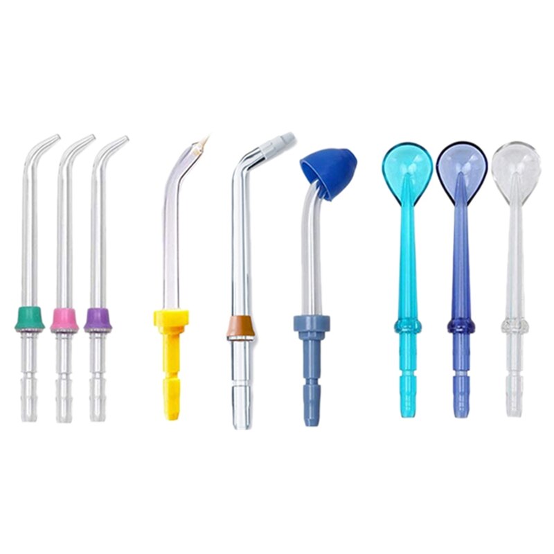 9Pcs/Set Water Flosser Nozzles Jet Wash Tooth Cleaner Irrigator Oral Hygiene Accessories for Waterpik Floss