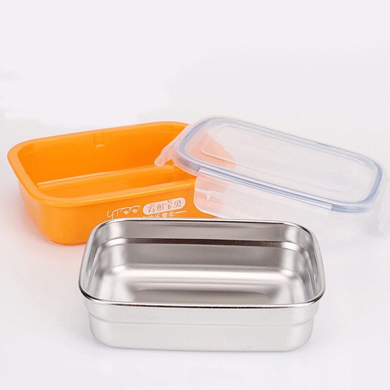 Lekvrije Kinderen Bento Lunchbox Voedsel Container Doos Effen Kleur Lunchbox Voor Kinderen Rvs Bento Box
