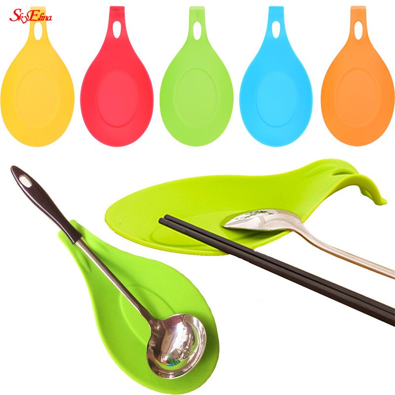 Silicone Spoon Insulation Mat Silicone Heat Resistant Placemat Tray Spoon Pad Drink Glass Coaster Kitchen Tool 5ZCF419