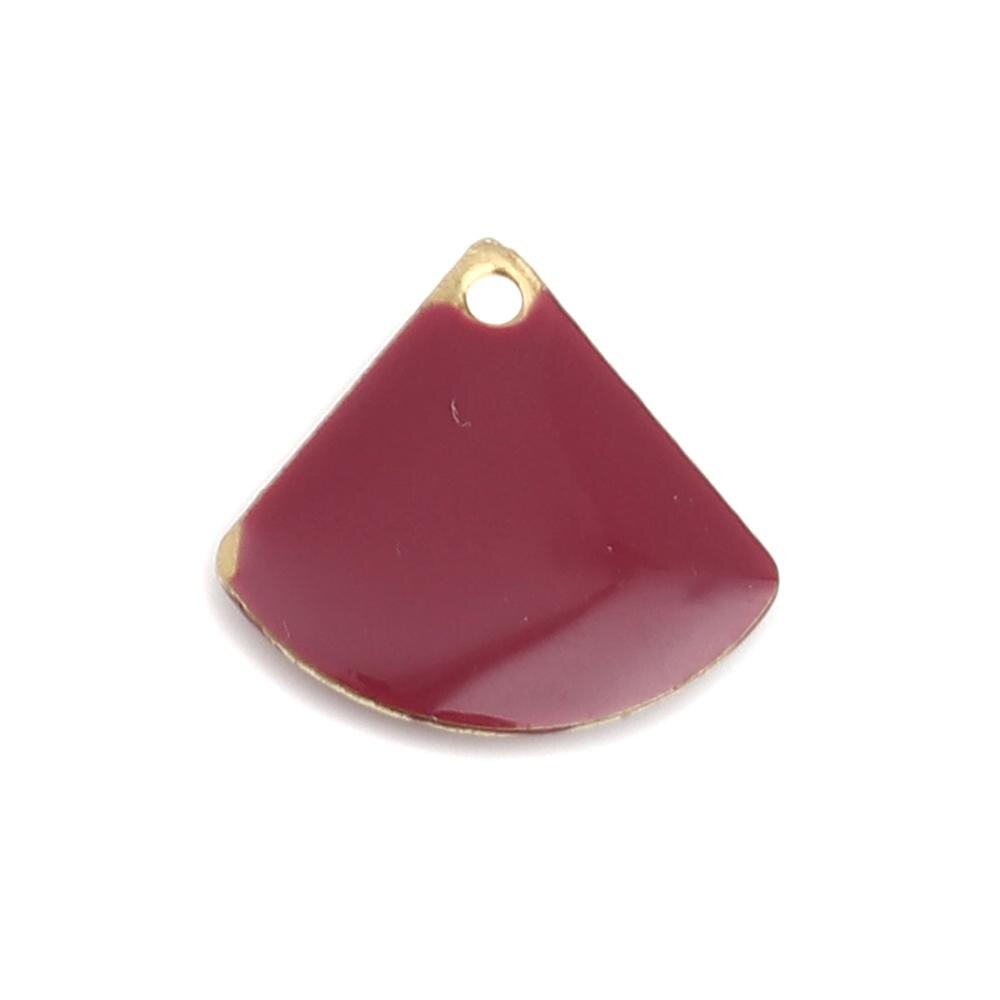 Doreen Doos Koper Geëmailleerd Pailletten Charms Goud Kleur Metalen Geometrische Kleurrijke Waaiervormige Hangers Sieraden 13Mm X 12mm, 10 Pcs: Wine Red