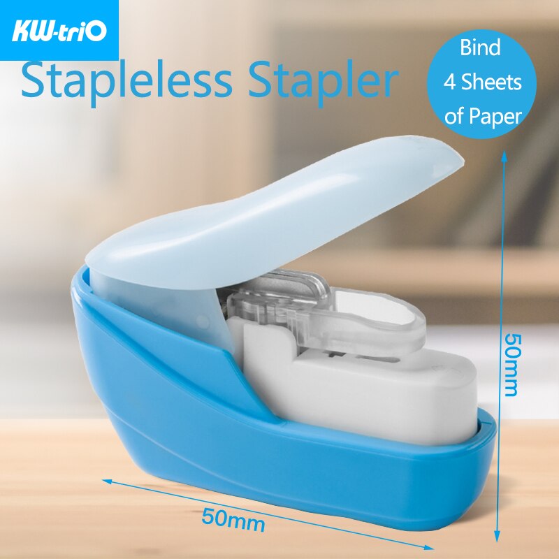 Kw-Trio Mini Stapleless Nietmachine Veilig Papier Nieten Plastic Nietmachine Zonder Nietjes Draagbare Geen Nietjes Nietmachine Bindtoebehoren