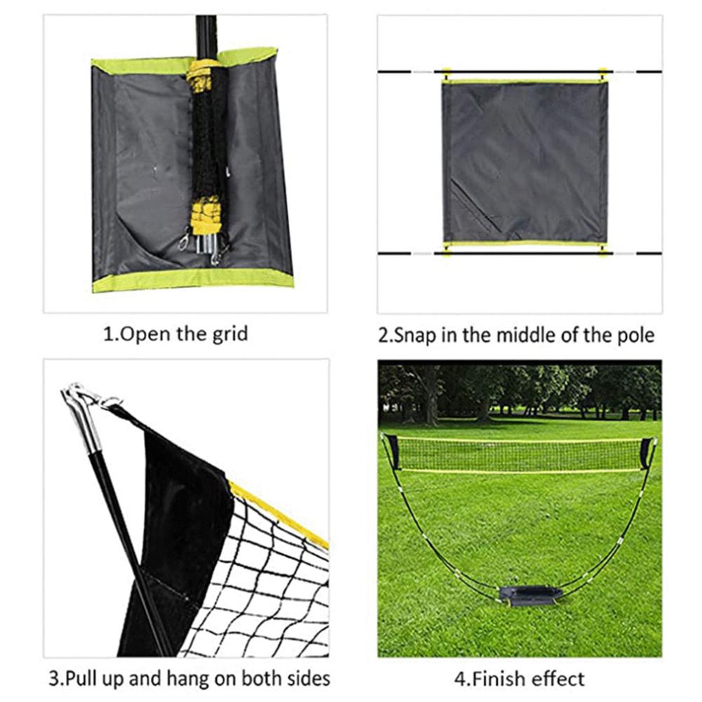 Rede portátil do badminton com suporte leva o saco, rede de badminton do tênis do voleibol de dobramento-configuração fácil para exterior/interno