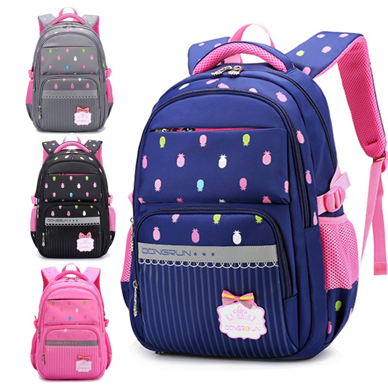 Mochila escolar impermeável com estampa de abacaxi, bolsa para meninas, adolescentes, grande capacidade
