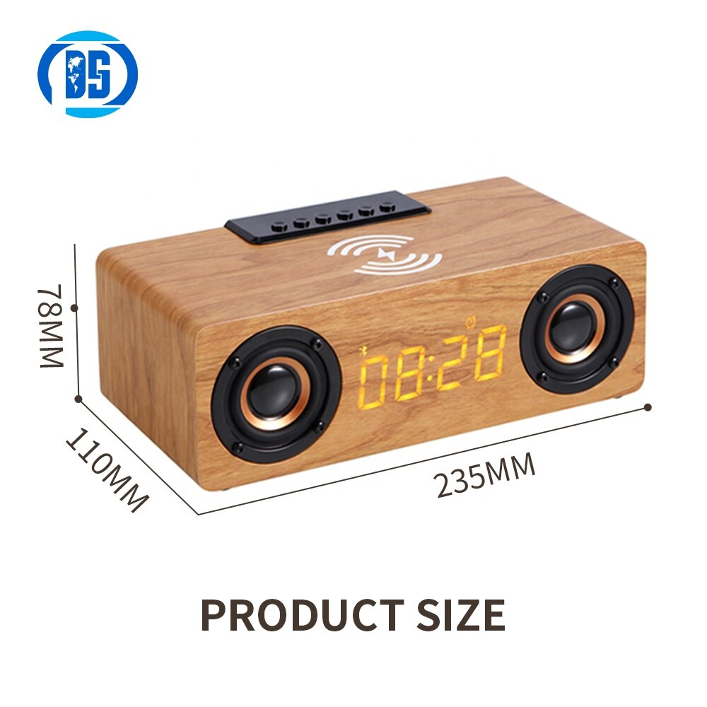 Houten Subwoofer Bluetooth Speaker Bt Mobiele Telefoon Draadloos Opladen Wekker Speaker Portable Computer Sound Bar Fm Radio Tf