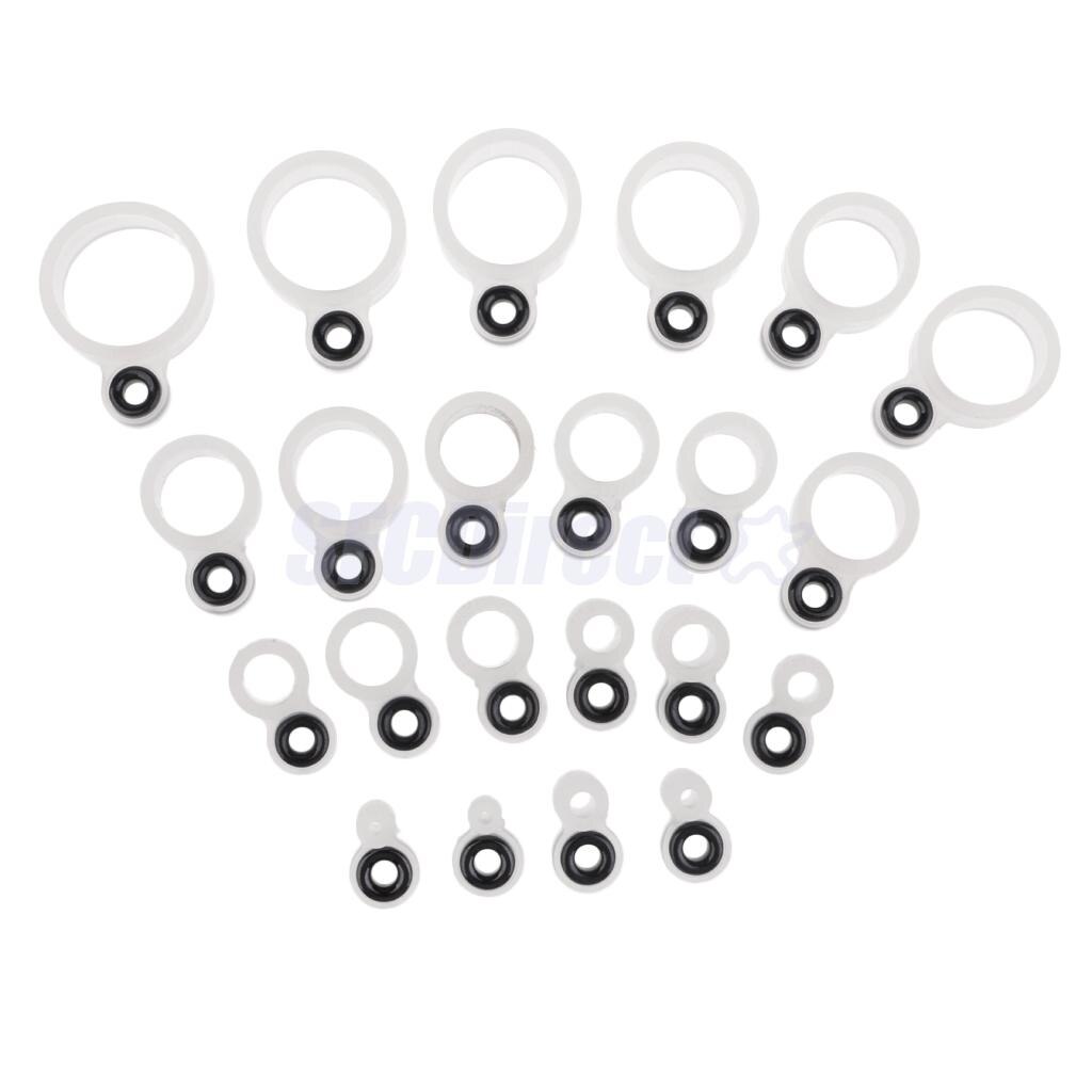 Lot 22Pcs Silicone and Ceramic Fishing Rod Guides Repair Kit Rod Tip Eye Rings, Size 1# - 22#