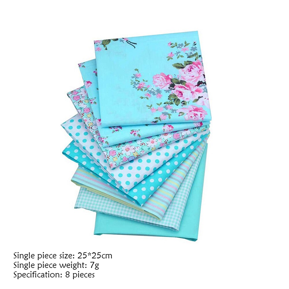 8 Stuks Zachte Ademend Katoen Doeken Patchwork Textiel Materiaal Gedrukt Doek Naaien Quilten Stof Voor Patchwork Diy Handgemaakte: Dark Blue