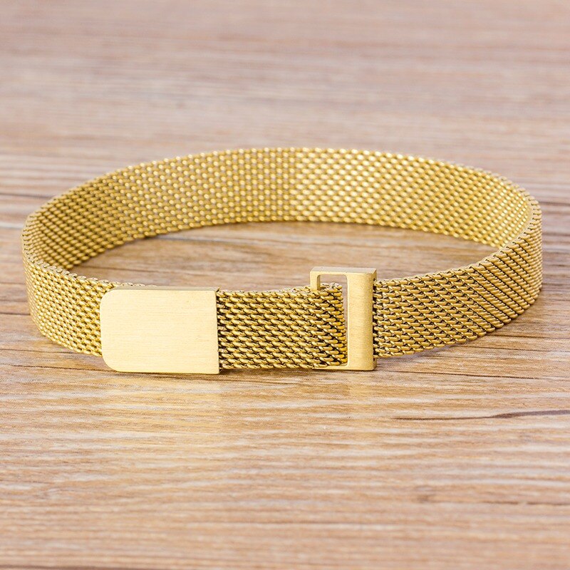 Bracelet ajustable Punk classique universel pour hommes et femmes, fermoir magnétique en acier inoxydable, à la , bijoux: Gold