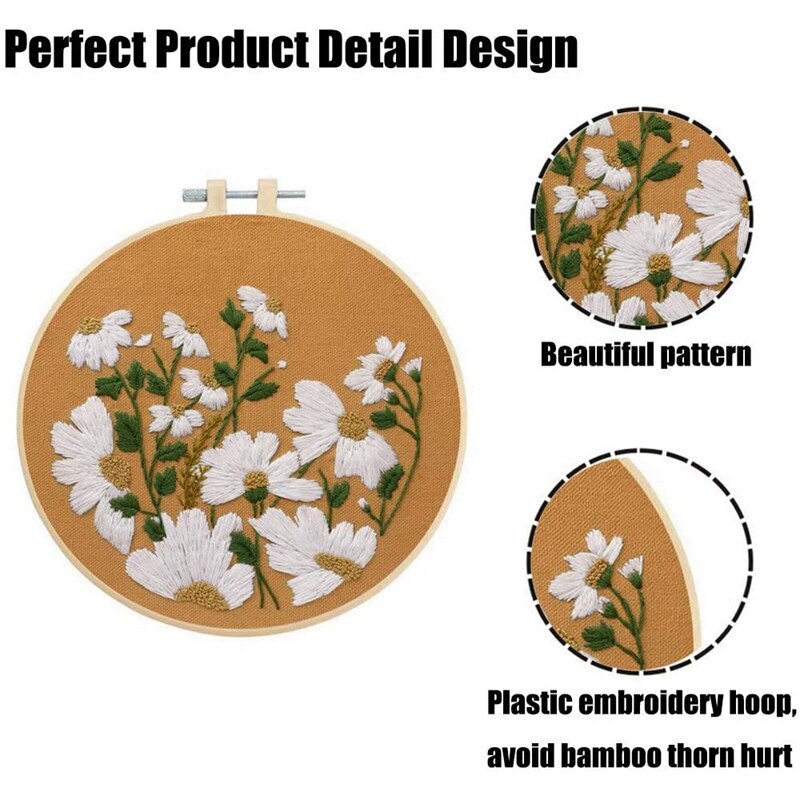 Embroidery Beginner Kit, Embroidery Starter Kit DIY Floral Silk Ribbon Embroidery Beginner Kit Little Chrysanthemum