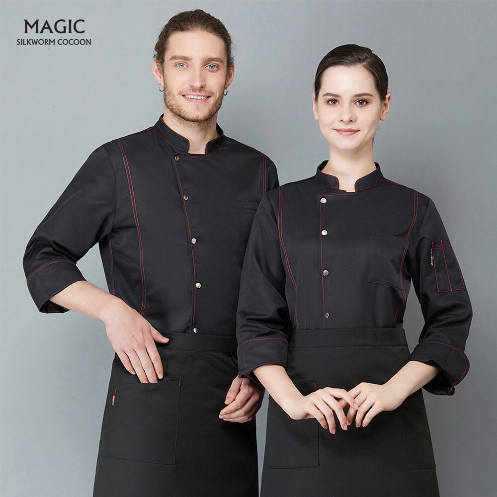 Langermet restaurant uniform skjorte hotell kjøkken matlaging kokk uniform servitør arbeidsjakke arbeidsklær klær kokketopper