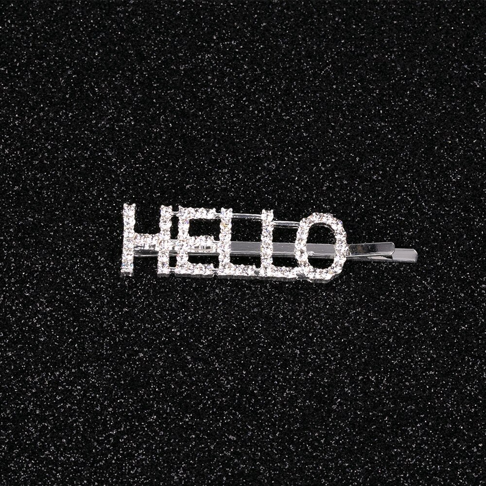 Bling glimmende strass steentjes letter haarspeldjes voor vrouwen zilveren haarspelden kristallen woorden haarspeldjes stylingtool aangepaste haaraccessoires: Hallo