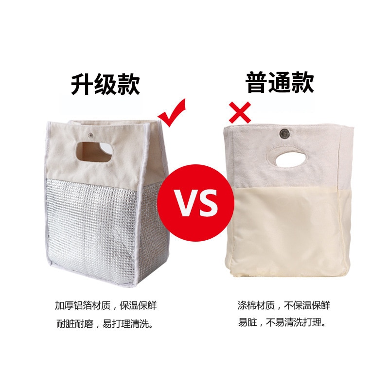 XZP Simple Canvas Lunch Bag Portable Meal Letter Cotton Linen Food Tote Pouch Bento Lunch Large Capacity Bag Storage Bags