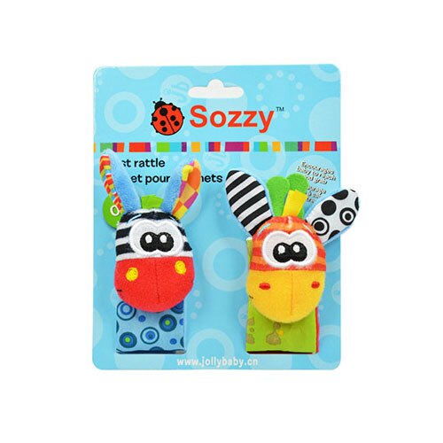 SOZZY 2 stks/set Pols Rammelaar 15*3.5 cm dier Voet Sokken 14*6.5 cm Squishy Baby Baby Speelgoed pluche Pasgeboren sussen suffed pop: Wrist with paper