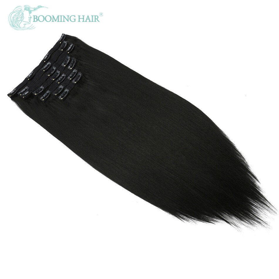 Straight Hair Synthetic Clip In Extensions 140G 24 Inches 7Pcs/Set For Women High Temperature Fiber By BOOMING HAIR
