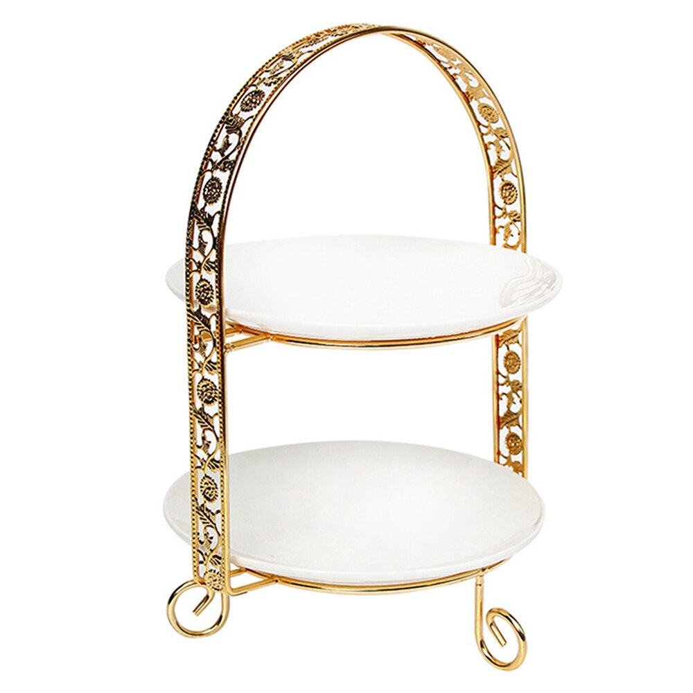Double Layer Metal Cake Stand Arch-Shaped Display Cake Tray Rack Fruit Cupcake Stand Decorations Dessert Pedestal Wedding Party: Gold