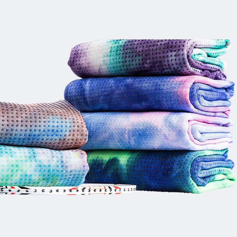 Oyoo tie-dye print yoga tæppe svedabsorberende yoga træning tæppe tæt hud ikke-flip farverig yogamåtte håndklæde