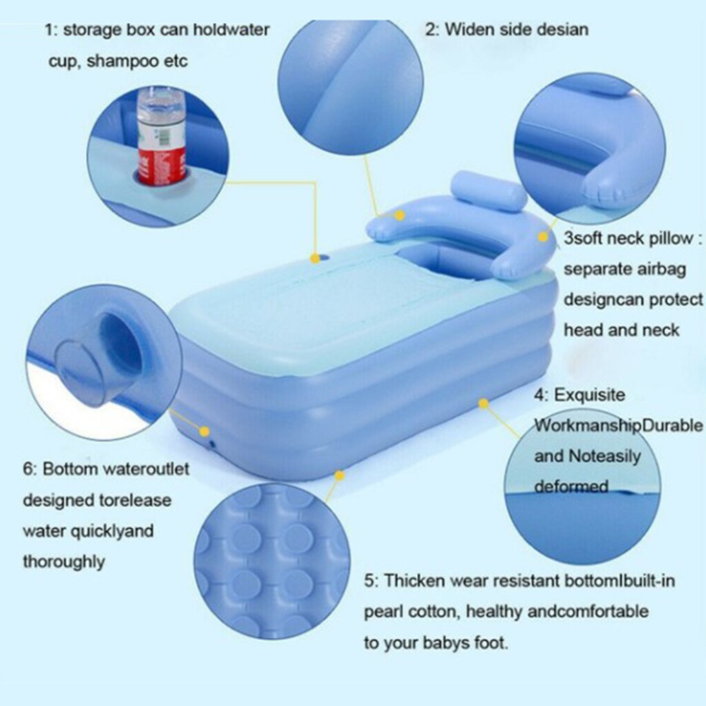 Inflatable Bathtub, Portable Bath Tub for Adult Child Home Spa Bath/ Ice Bath, Foldable Freestanding Bathtub