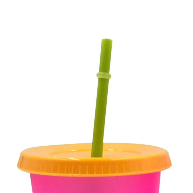 1/5 st färgförändrande plasttumblare återanvändbara missfärgningskopp med lock och halm