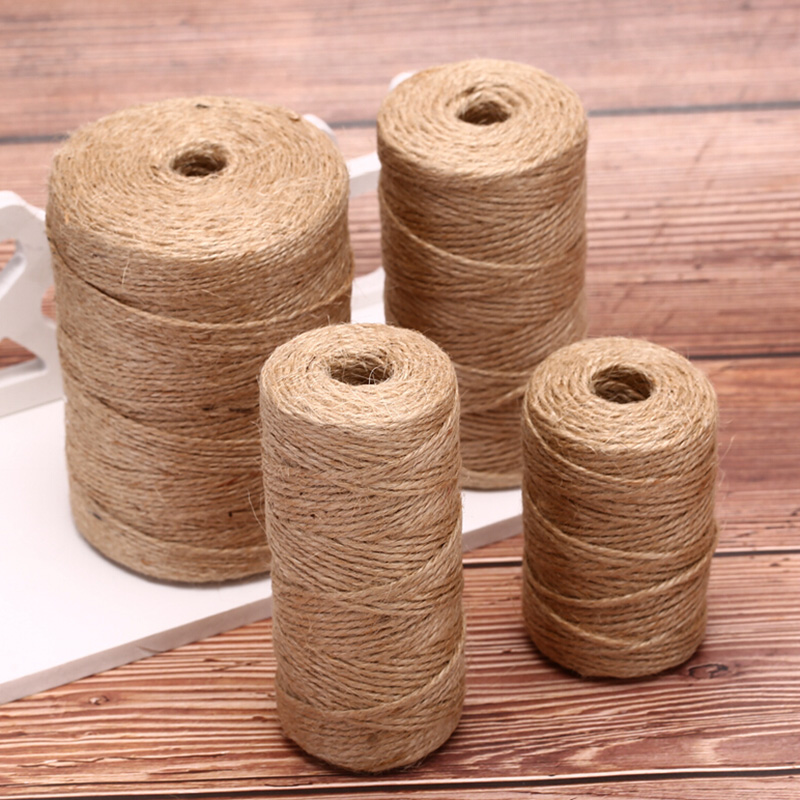 30m/80m/100m/300m håndlavede naturlige hamp hør snor snoet jute garn reb snor gør-det-selv håndværk dekoration på lager