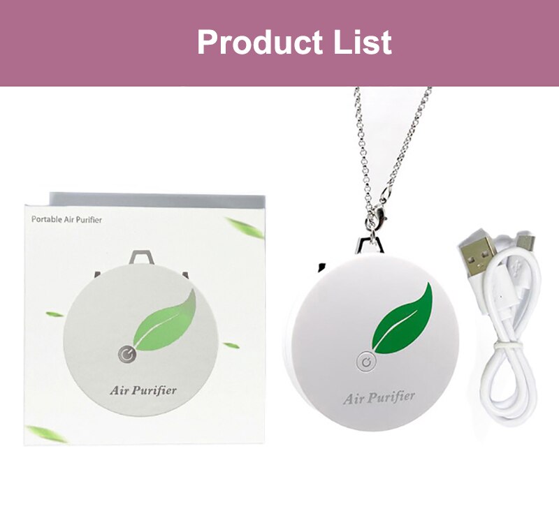 6 Million Negative Ion Air Purifier Necklace Air Purifier Mini Wearable Anion Negative Ionizer Generator With Oxygen Bar